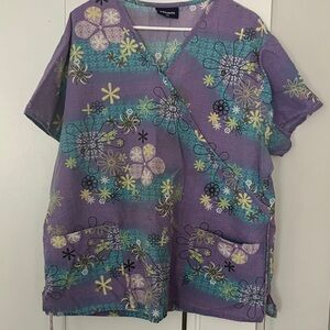 Absolutely Women's Floral V-Neck Top - Purple and Teal